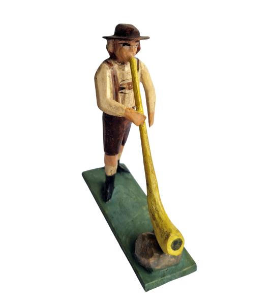 Grulicher Krippenfigur " Musikant mit Alphorn " (7 cm)