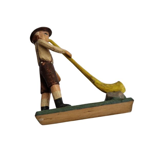 Grulicher Krippenfigur " Musikant mit Alphorn " (7 cm)