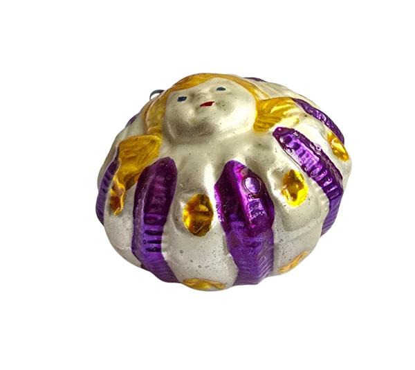 Glasornament abgeflachte Kugel mit Engel
