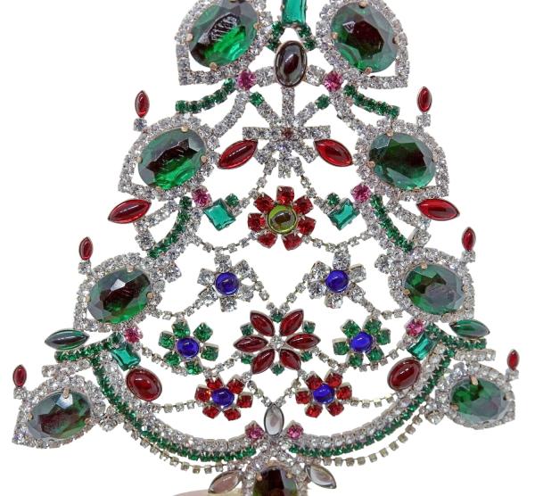 Bunter glitzernder Christbaum aus Strass Steinen - Gablonz, 29 cm