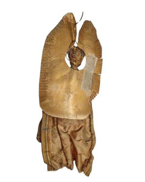 Prächtig gekleidete Krippenfigur / Engel um 1800