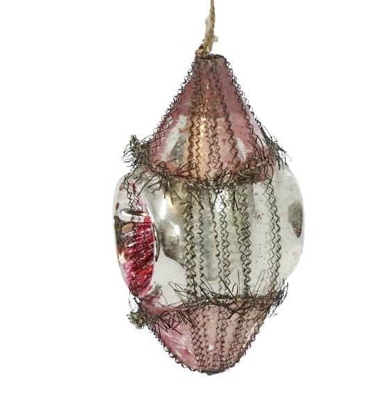 Wire wrapped indent glass kugel, around 1900