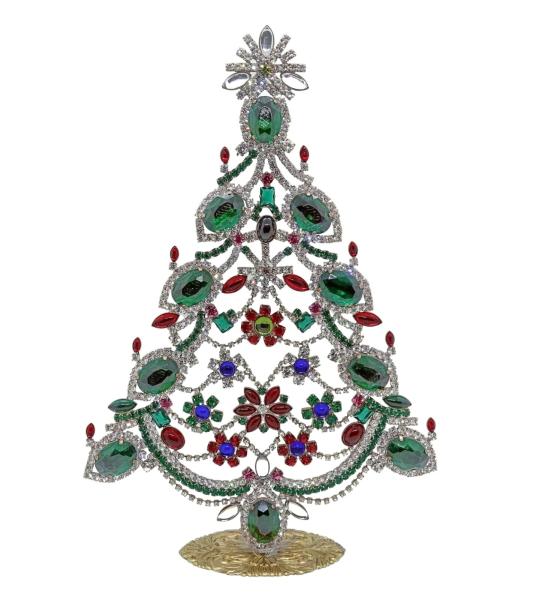 Bunter glitzernder Christbaum aus Strass Steinen - Gablonz, 29 cm