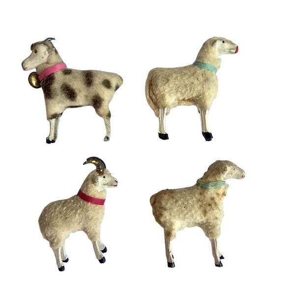 4 German putz wooly sheep, ~ 1930