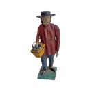 Antique grulich crib figurine, Gift bringer with basket, around 1900 (10 cm)