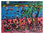 Peter Robert Keil (geb. 1942 Züllichau), Abstract beach scene with sailing boats