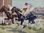 Gemälde Pferderennen, Jockey um 1930