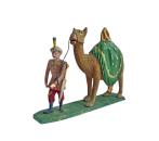Antike Grulicher Krippenfigur / Orientalischer Krieger mit Dromedar, ~ 1900 (10 cm)