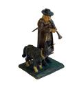 Antike Krippenfigur / Hirte mit Hund um 1900