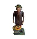Antique grulich crib figurine, Gift bringer with fruits, around 1900 (7 cm)