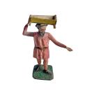 Antique grulich crib figurine, Gift bringer with cradle, around 1900 (10 cm)