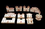Antique Grulich nativity buildings, 11 pieces