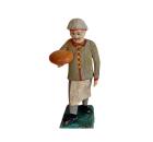 Antique grulich crib figurine, Gift bringer with bread, around 1900 (10 cm)