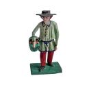 Antike Grulicher Krippenfigur / Gabenbringer mit Korb um 1900 (7 cm)