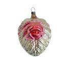 Flattened heart-shaped Kugel with rose flower, around 1920