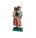 Antike Grulicher Krippenfigur / Frau mit Kiepe um 1900 (10 cm)