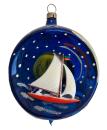 Indent diorama ball with sailing boat around 1950