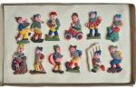12 Zwerge aus Tragant im original Karton, um 1940/1950