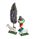 Antique grulich crib figurines, shepherd with sheep, around 1900 (10 cm)