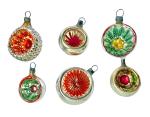 6 different glass baubles, indent kugel, Lauscha around 1920