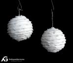 2 Spun cotton Snowballs, ca. 1900