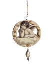 Spun cotton ornament with angel scraps,  ca. 1920