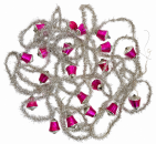 Siver colored tinsel garlands with glass bells,  ca. 520 cm