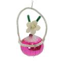 Wire wrapped red hanging basket, ca. 1950