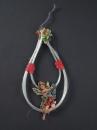 Spun glass ornament with angel scrap, ~ 1920