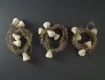 Gold colored tinsel garlands with spun cotton bells,  ca. 400 cm
