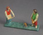 Grulicher Krippenfigur " Hirten beim Feuer machen " (5 cm)